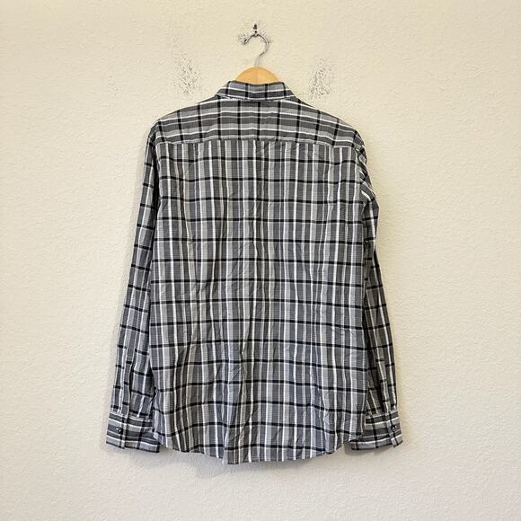 HUGO BOSS Shirt Gray Plaid Slim Fit Button Up Cotton Work Retro NWT - Picture 2 of 9